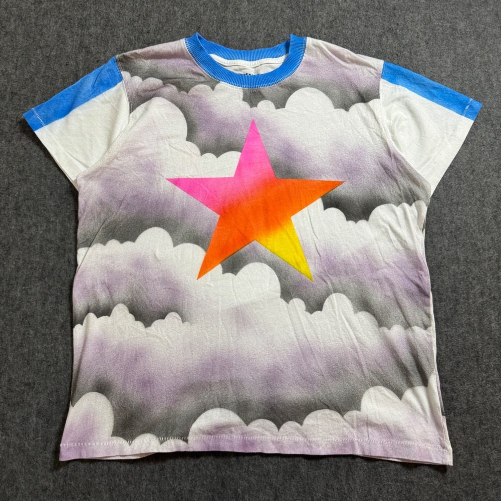 Big Bud Press Many Colors Star Cloud Ringer Tee White Blue Purple Small